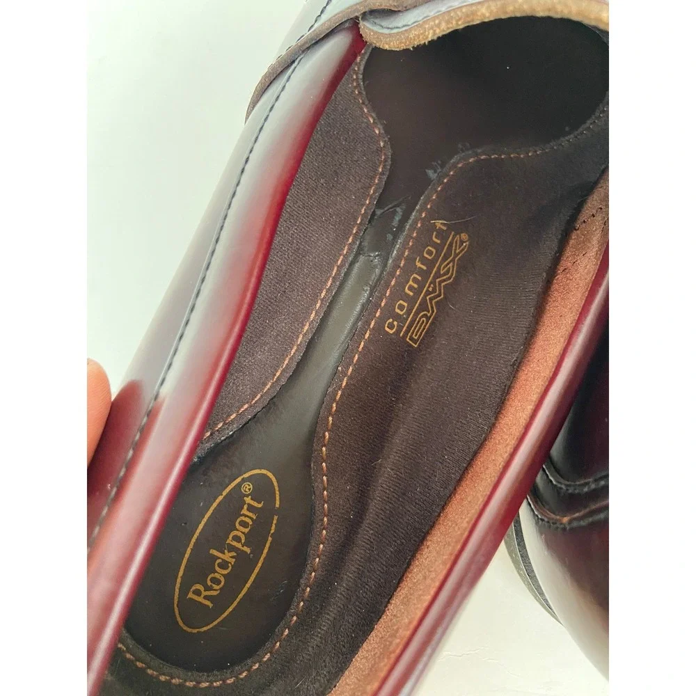 Rockport Men's Burgundy Leather Penny Loafers Size 9.5 N Peppy Classic Old Money